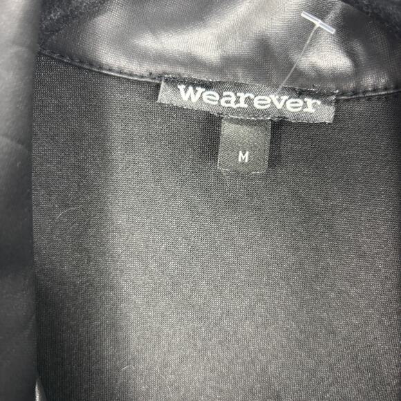 Wearever Black Faux Leather Retro Mini Dress Tunic Jacket Size M Button Front - Picture 5 of 8